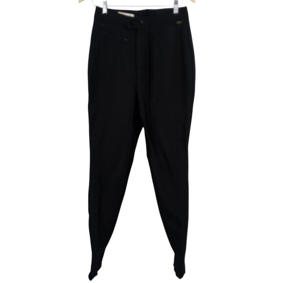 Vintage Skea Wool Blend Ski Pants Size 12 Black Stirrups Stretch 80s Snow Bunny - Picture 11 of 11